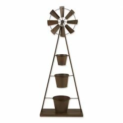 Zingz & Thingz 16.25 in. x 7.25 in. x 41.5 in. Windmill Iron Plant Stand 3-Tier