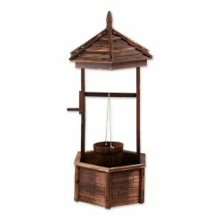 Zingz & Thingz 25.62 in. x 25.62 in. x 44.12 in. Rustic Wishing Well Planter