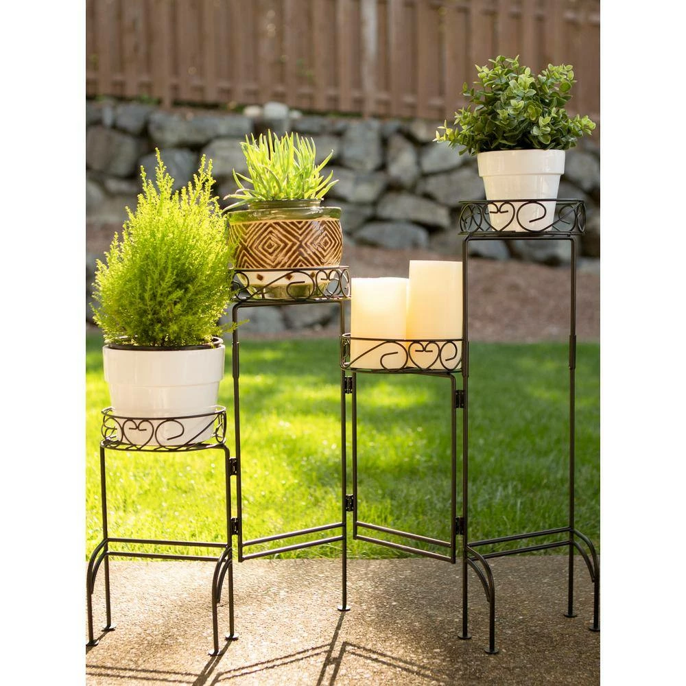 Zingz & Thingz 9 in. x 6.5 in. x 24.75 in. Iron Plant Stand Screen 4-Tier - Image 4