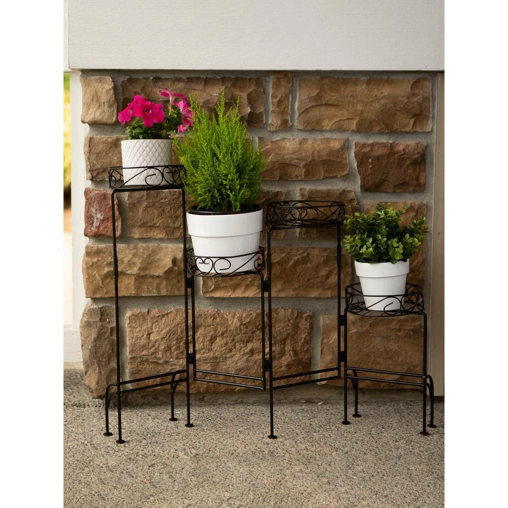 Zingz & Thingz 9 in. x 6.5 in. x 24.75 in. Iron Plant Stand Screen 4-Tier - Image 3