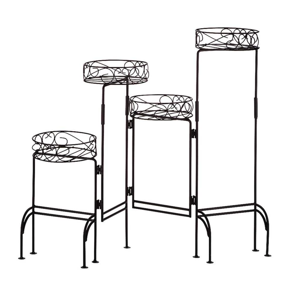 Zingz & Thingz 9 in. x 6.5 in. x 24.75 in. Iron Plant Stand Screen 4-Tier