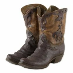 Zingz & Thingz 9.62 in. x 7.75 in. x 9.12 in. Polyresin Cowboy Boots Planter