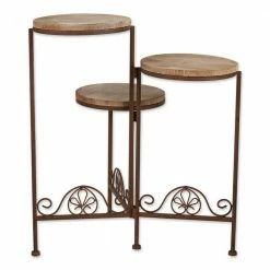 Zingz & Thingz 19.5 in. x 15 in. x 23 in. Rustic Iron Triple Planter Stand 3-Tier