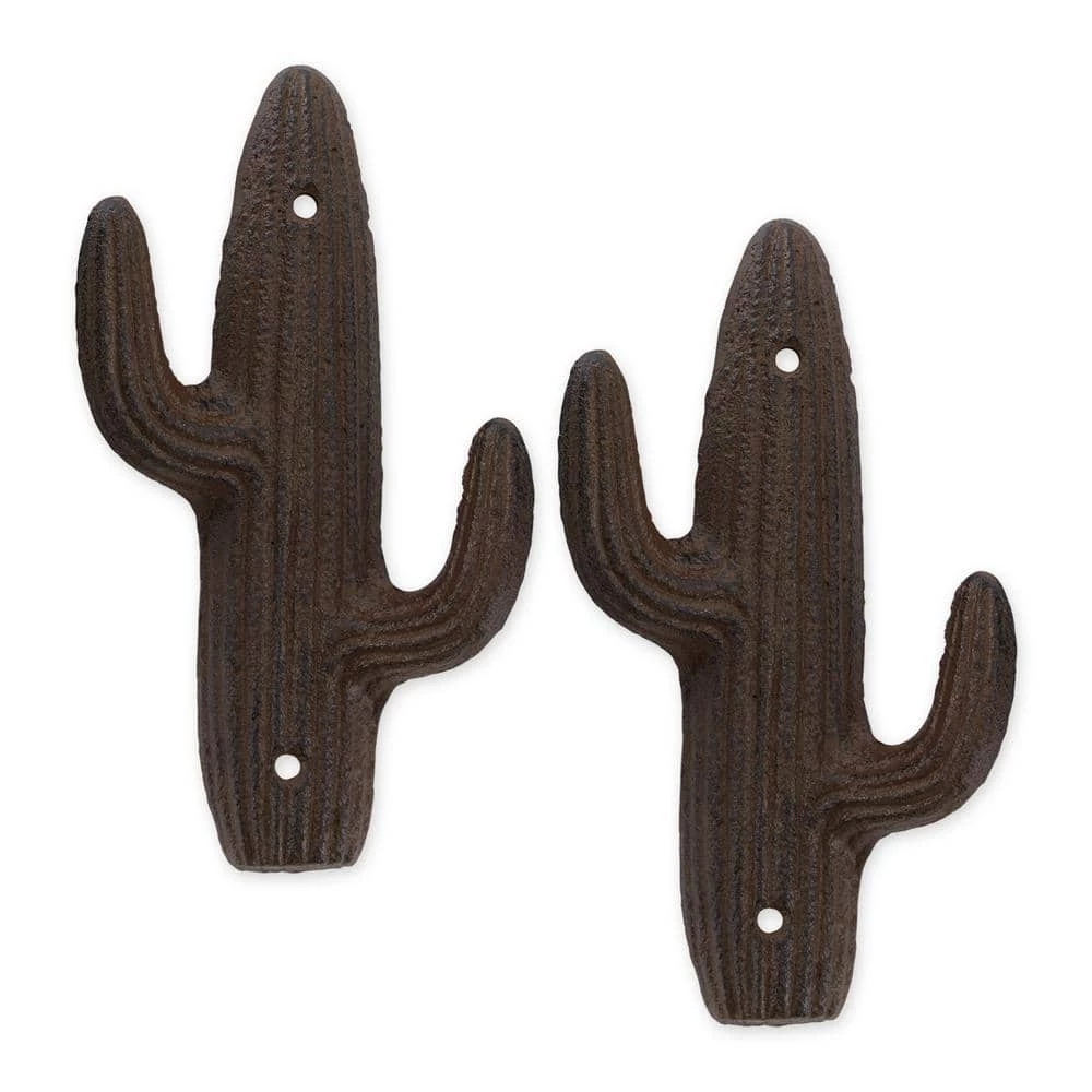 Zingz & Thingz Black Cast Iron Cactus Wall Hook (Set of 2)