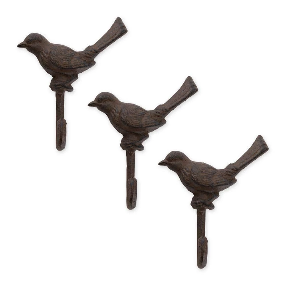 Zingz & Thingz Cast Iron Robin Wall Hooks (Set of 3)