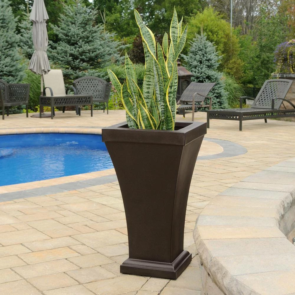 Mayne Bordeaux 28 in. Tall Self-Watering Espresso Polyethylene Planter - Image 4