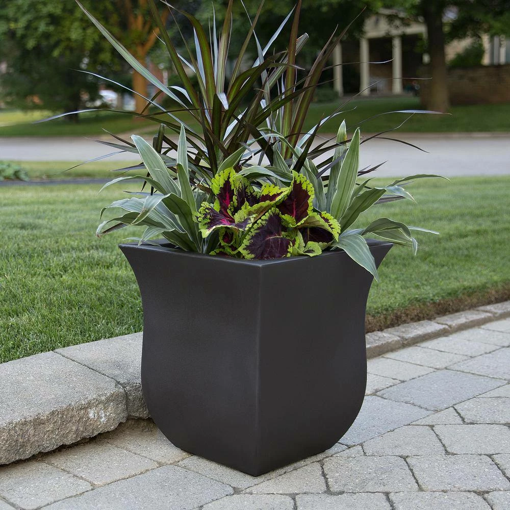 Mayne Valencia 16 in. Square Espresso Polyethylene Planter - Image 2