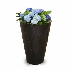 Mayne Versailles 26 in. Tall Self-Watering Espresso Polyethylene Planter