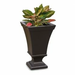 Mayne Vienna 25 in. Tall Self-Watering Espresso Polyethylene Urn Planter