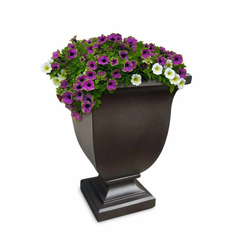 Mayne Augusta 26 in. Tall Self-Watering Espresso Polyethylene Planter