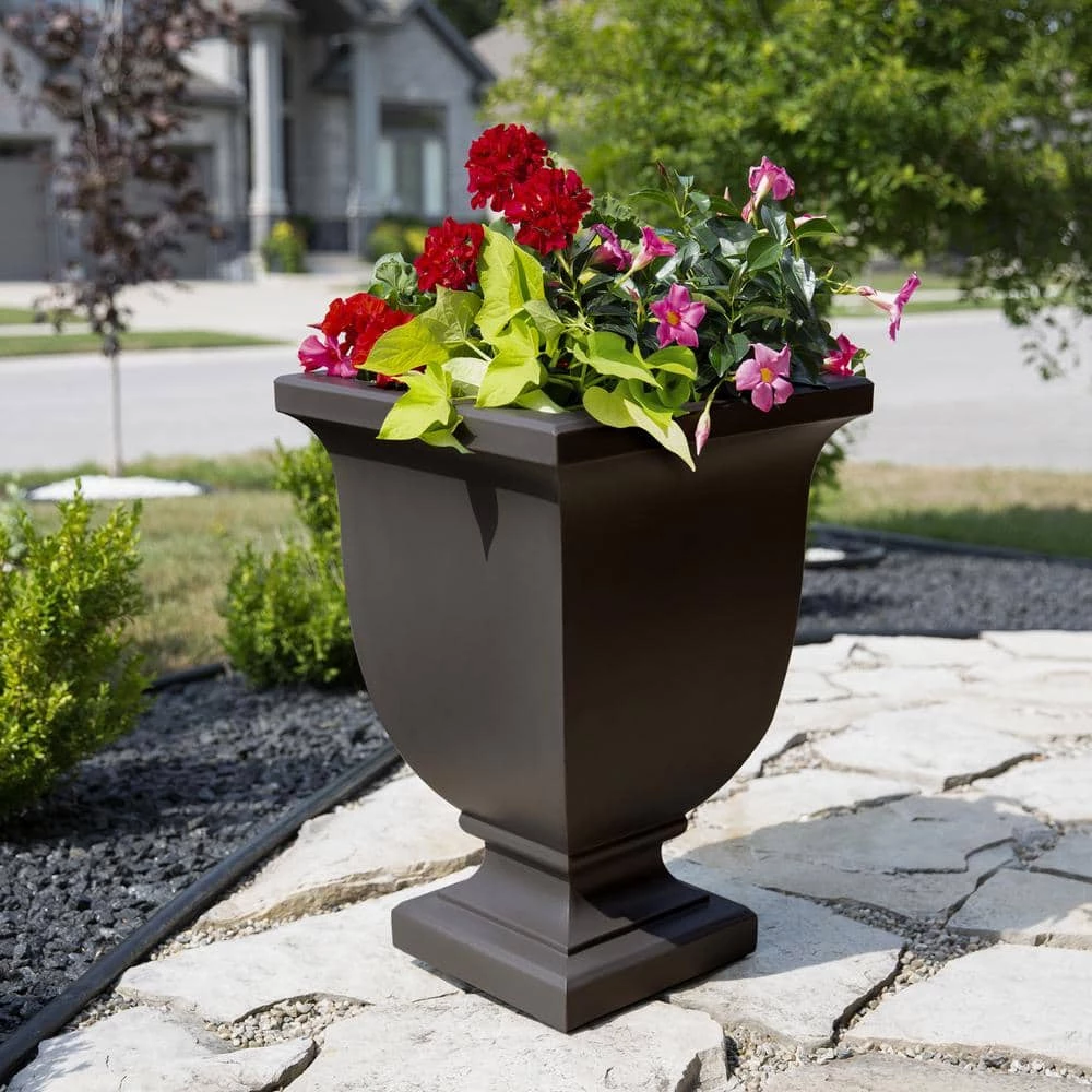 Mayne Augusta 26 in. Tall Self-Watering Espresso Polyethylene Planter - Image 3