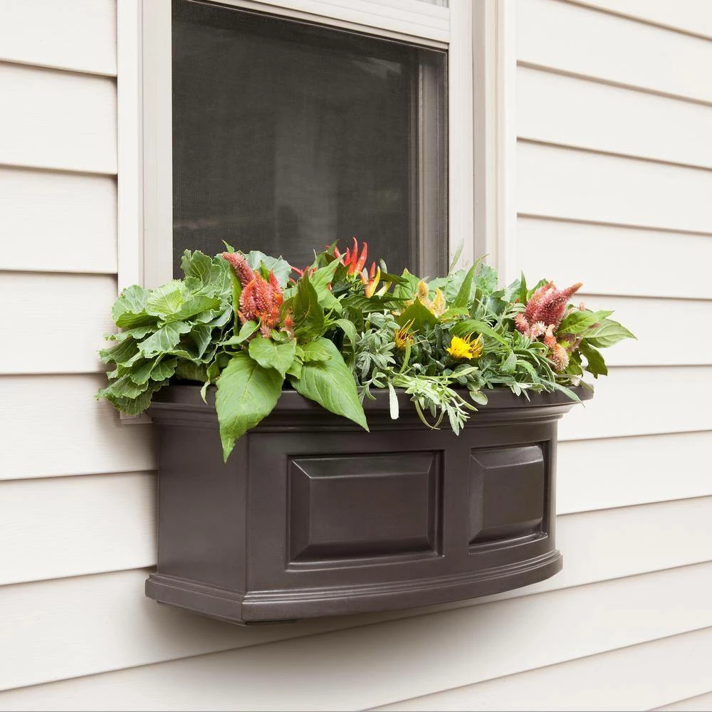 Mayne Nantucket 24 in. x 11.5 in. Self-Watering Espresso Polyethylene Window Box - Image 2