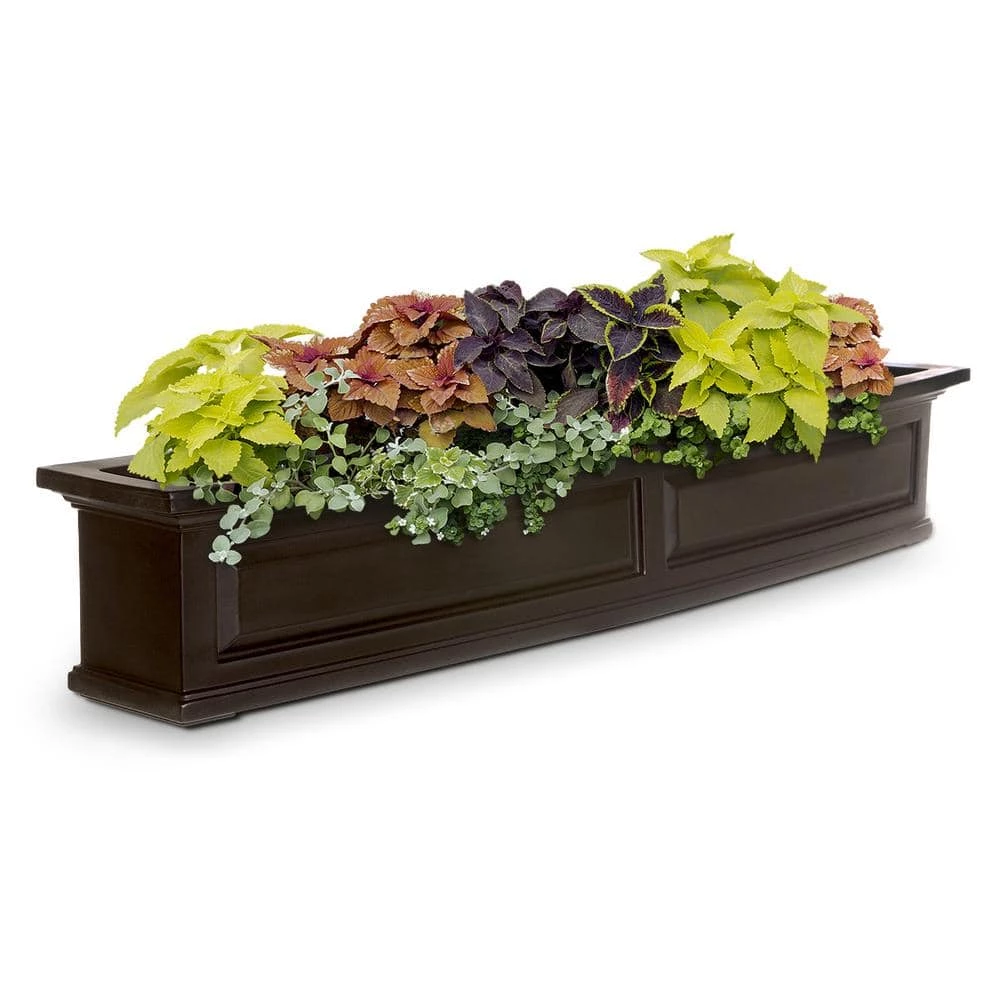 Mayne Nantucket 60 in. x 11.5 in. Self-Watering Espresso Polyethylene Window Box