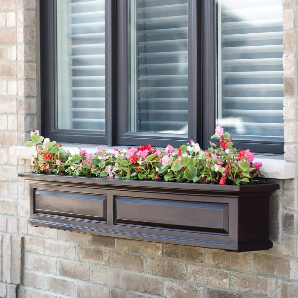 Mayne Nantucket 60 in. x 11.5 in. Self-Watering Espresso Polyethylene Window Box - Image 3