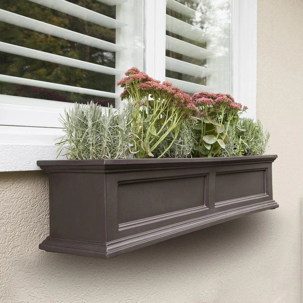 Mayne Fairfield 48 in. x 11 in. Self-Watering Espresso Polyethylene Window Box - Image 3