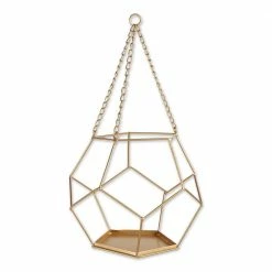 Zingz & Thingz 10.5 in. x 10.5 in. x 9 in. Hanging Geometric Iron Plant Holder