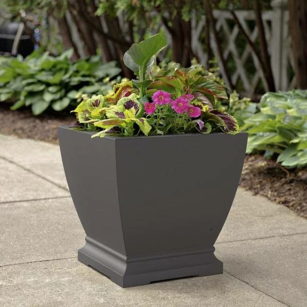 Mayne Acadia 20 in. Square Self-Watering Graphite Grey Polyethylene Planter - Image 3