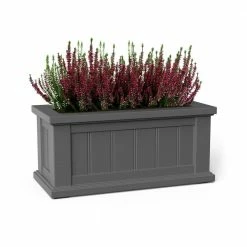 Mayne Cape Cod 24 in. x 11 in. Self-Watering Graphite Grey Polyethylene Planter