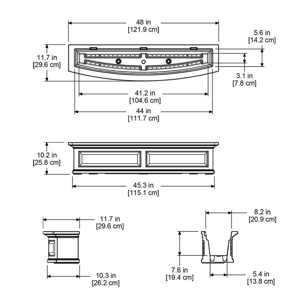 Mayne Nantucket 48 in. x 11.5 in. Self-Watering Graphite Grey Polyethylene Window Box - Image 5