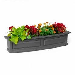 Mayne Nantucket 48 in. x 11.5 in. Self-Watering Graphite Grey Polyethylene Window Box