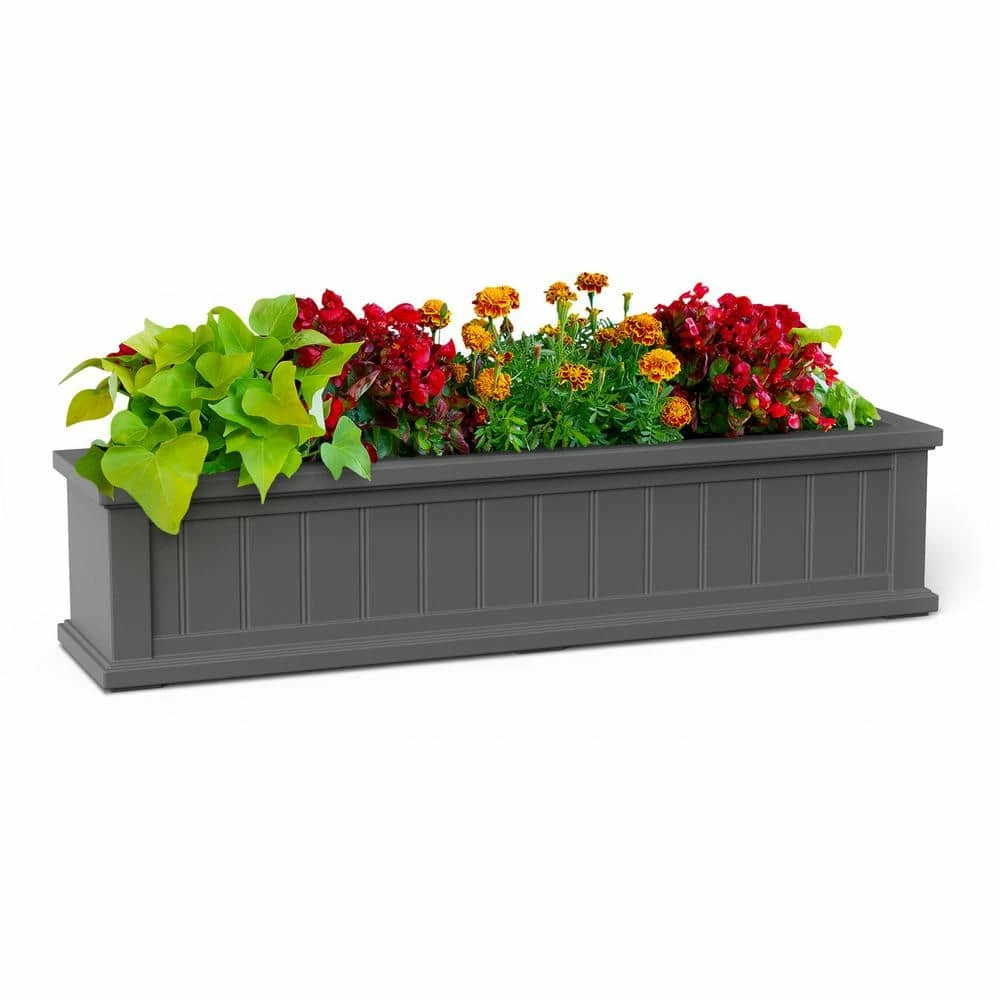 Mayne Cape Cod 48 in. x 11 in. Self-Watering Graphite Grey Polyethylene Window Box