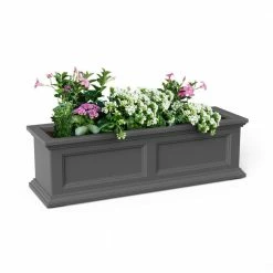 Mayne Fairfield 36 in. x 11 in. Self-Watering Graphite Grey Polyethylene Window Box