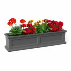 Mayne Fairfield 48 in. x 11 in. Self-Watering Graphite Grey Polyethylene Window Box