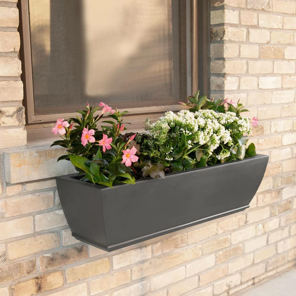 Mayne Acadia 36 in. x 11 in. Self-Watering Graphite Grey Polyethylene Window Box - Image 3