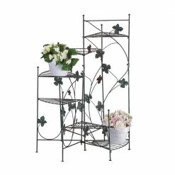 Zingz & Thingz 22.25 in. x 22.5 in. x 38.5 in. Ivy-Design Staircase Iron Plant Stand 6 Tier