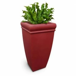 Mayne Chelsey 28 in. Tall Self-Watering Red Polyethylene Planter