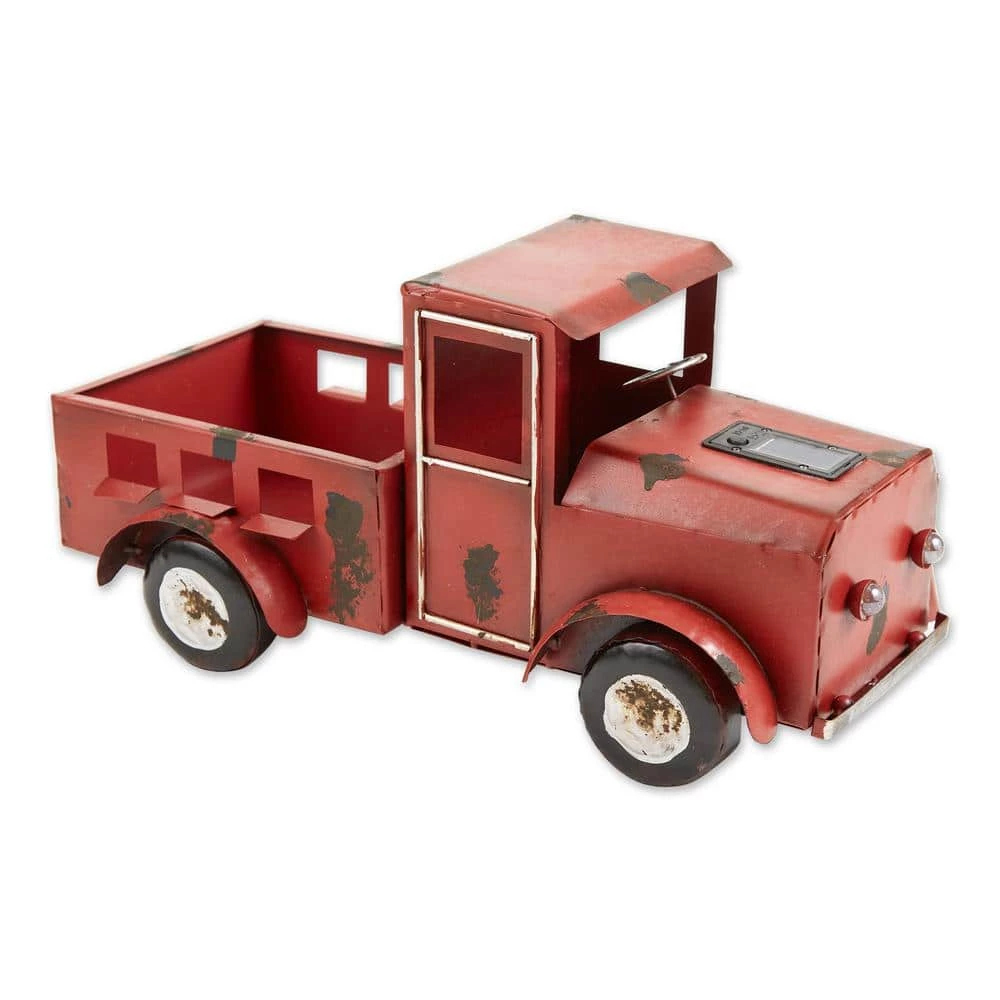 Zingz & Thingz 16 in. x 9.5 in. x 8.5 in. Iron Red Truck Solar Light Planter - Image 2