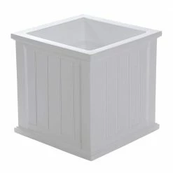 Mayne Cape Cod 20 in Square Self-Watering White Polyethylene Planter