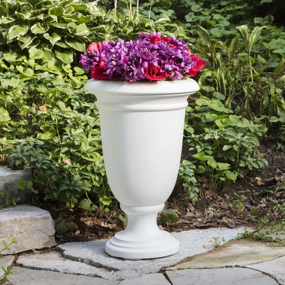 Mayne Ellington 25 in. Tall Self-Watering White Polyethylene Planter - Image 4