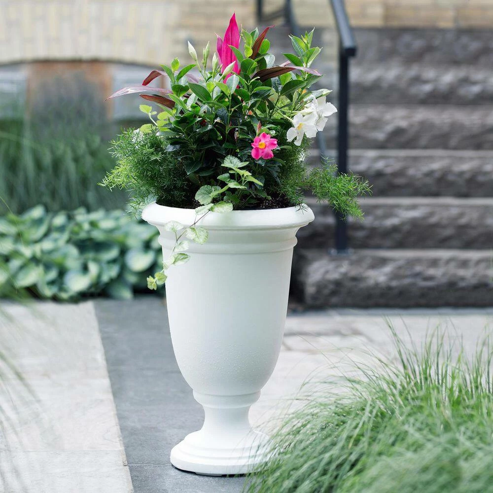 Mayne Ellington 25 in. Tall Self-Watering White Polyethylene Planter - Image 3