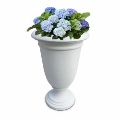 Mayne Ellington 25 in. Tall Self-Watering White Polyethylene Planter
