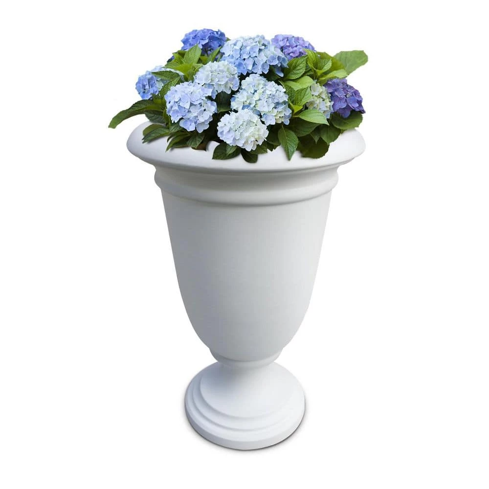 Mayne Ellington 25 in. Tall Self-Watering White Polyethylene Planter