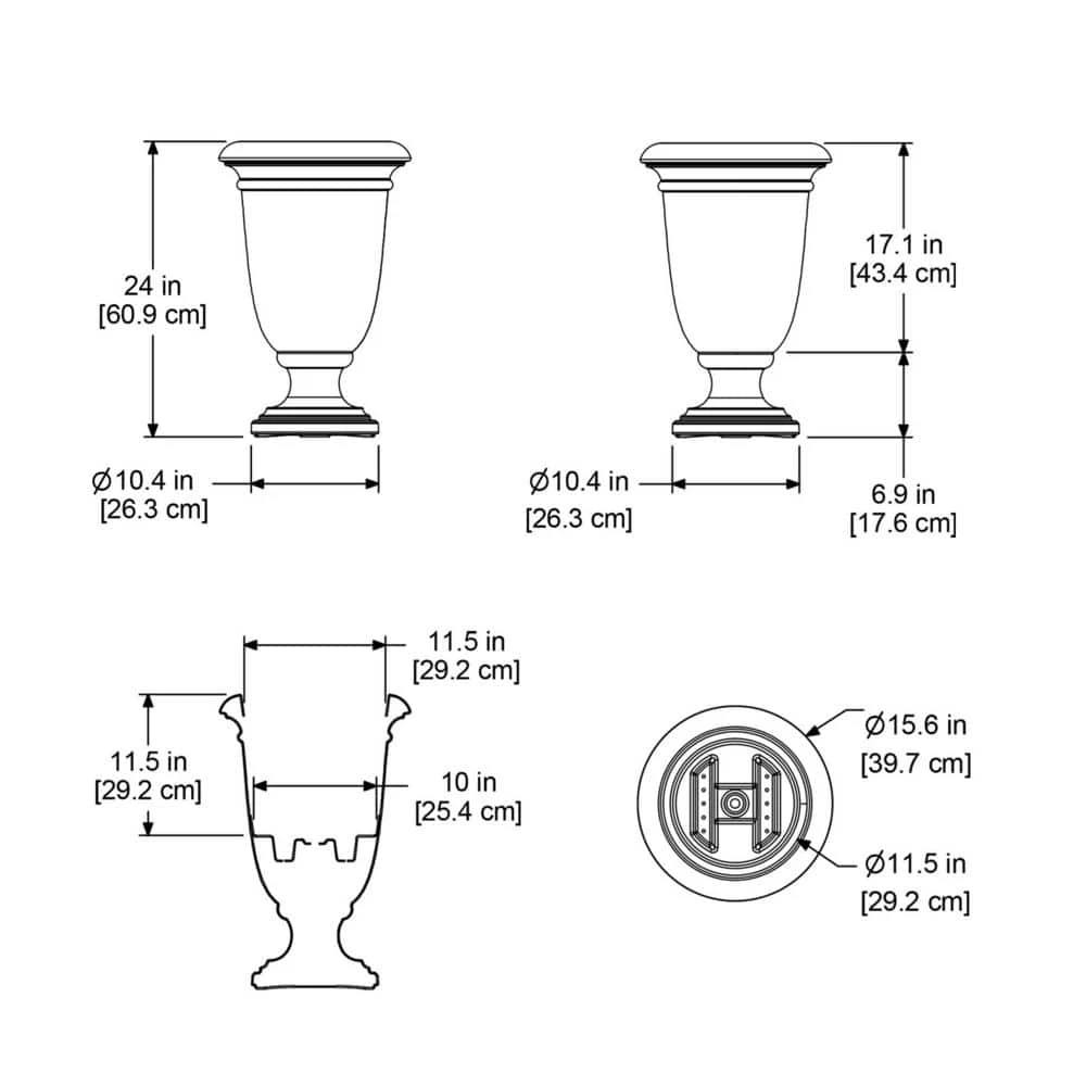 Mayne Ellington 25 in. Tall Self-Watering White Polyethylene Planter - Image 6