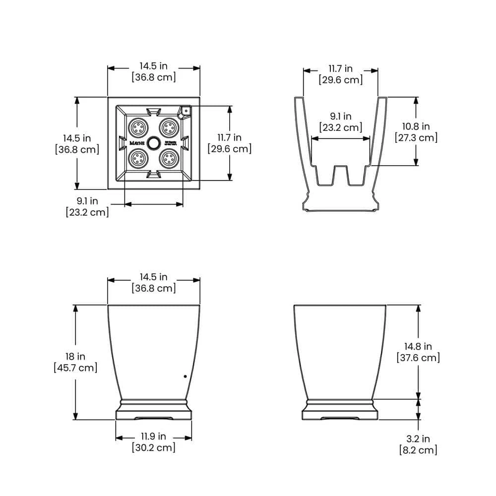 Mayne Acadia 16 in. Square Self-Watering White Polyethylene Planter - Image 6