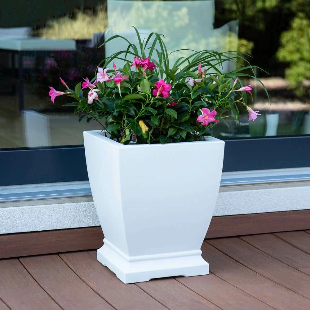 Mayne Acadia 16 in. Square Self-Watering White Polyethylene Planter - Image 4