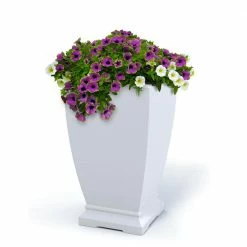 Mayne Acadia 28 in. Tall Self-Watering White Polyethylene Planter