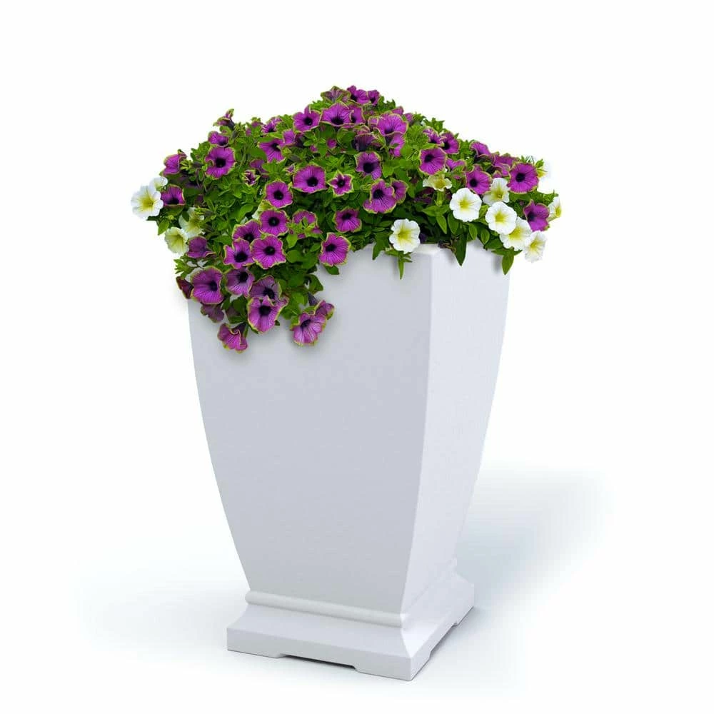Mayne Acadia 28 in. Tall Self-Watering White Polyethylene Planter