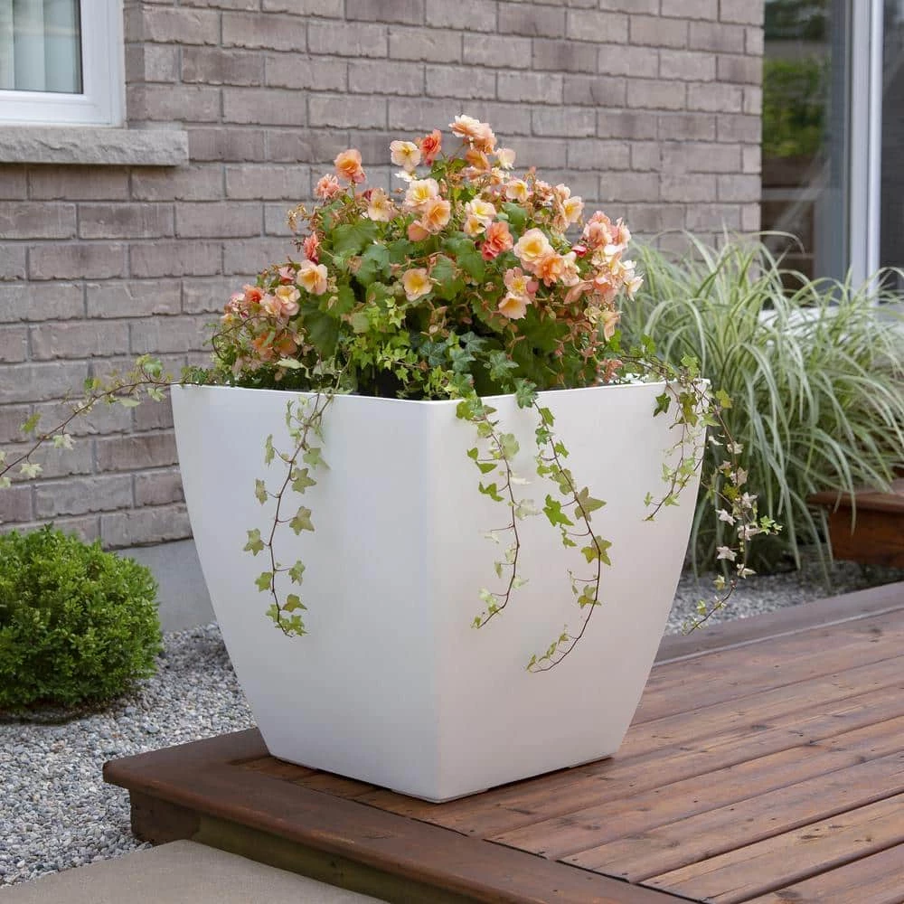 Mayne Kobi 24 in. x 24 in. White Polyethylene Self-Watering Planter - Image 4