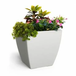 Mayne Kobi 24 in. x 24 in. White Polyethylene Self-Watering Planter