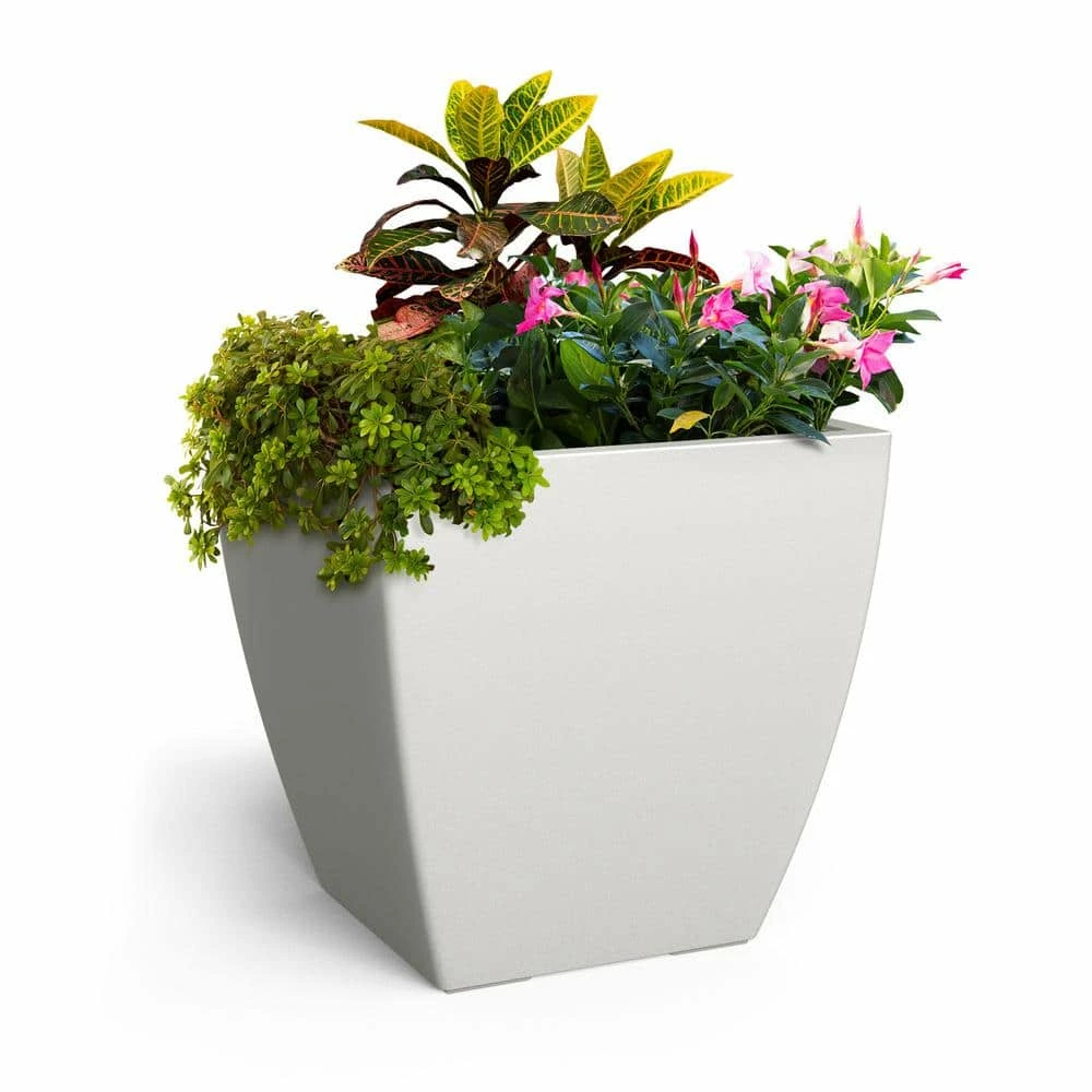 Mayne Kobi 24 in. x 24 in. White Polyethylene Self-Watering Planter
