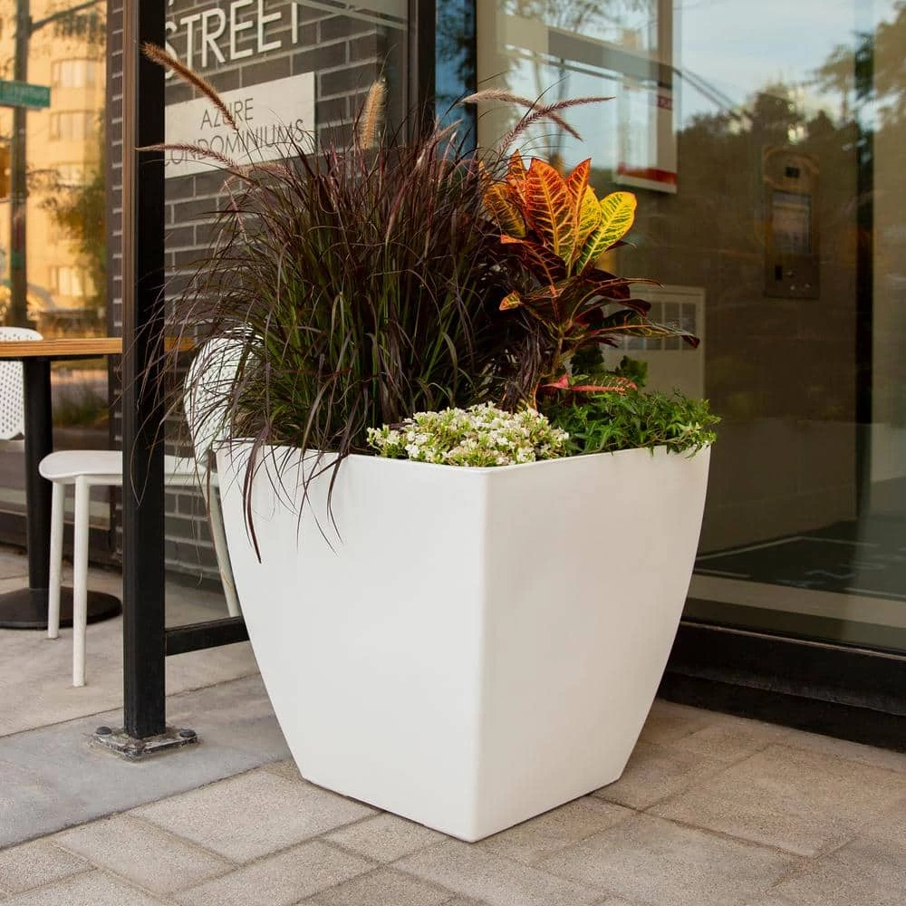 Mayne Kobi 24 in. x 24 in. White Polyethylene Self-Watering Planter - Image 3