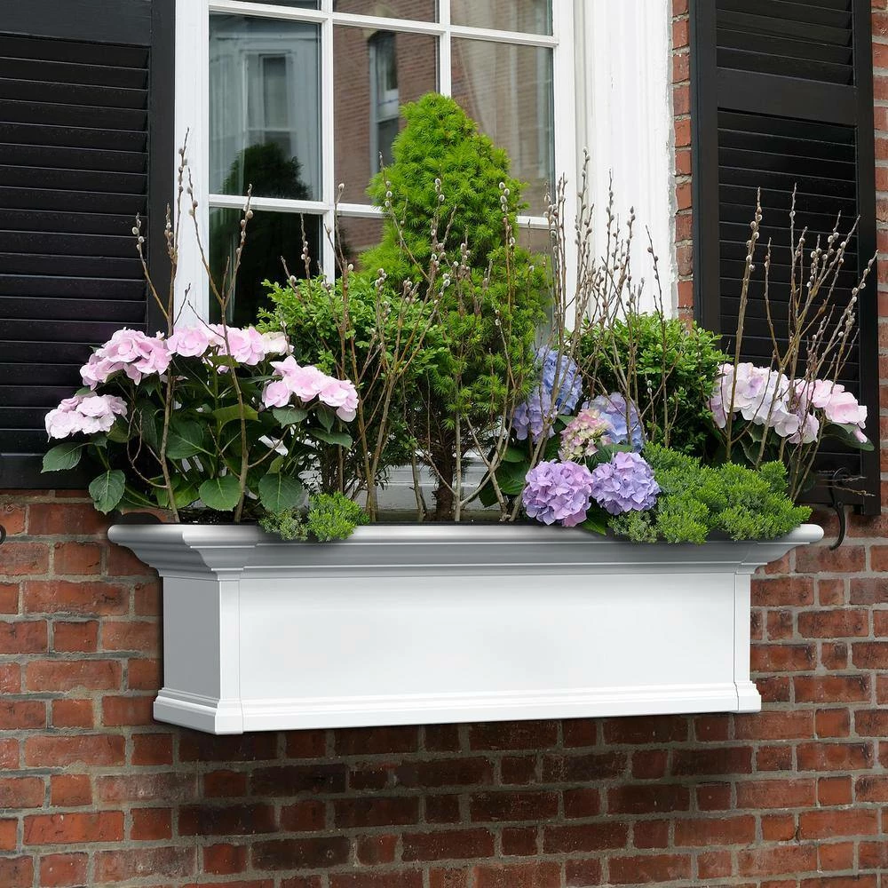 Mayne Yorkshire 36 in. x 12 in. Self Watering White Vinyl Window Box - Image 5