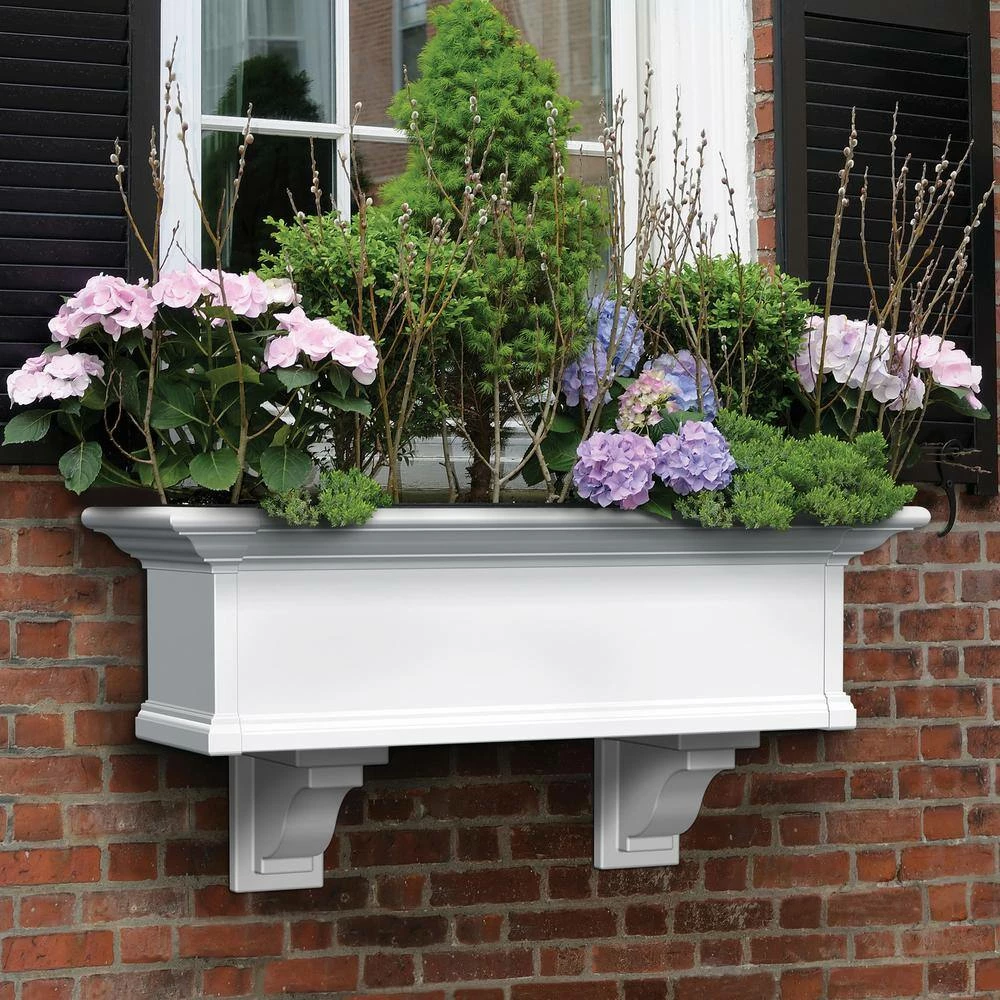 Mayne Yorkshire 36 in. x 12 in. Self Watering White Vinyl Window Box - Image 6