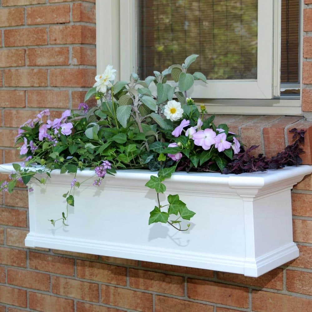 Mayne Yorkshire 36 in. x 12 in. Self Watering White Vinyl Window Box - Image 4