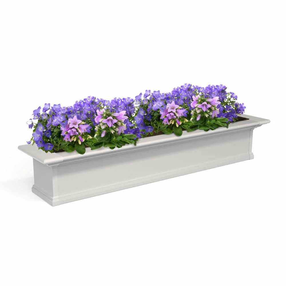 Mayne Yorkshire 60 in. x 12 in. Self Watering White Vinyl Window Box