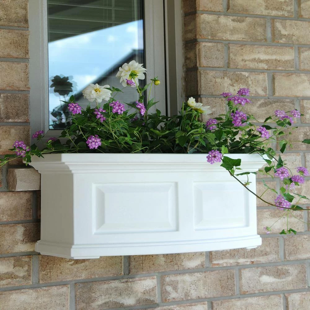 Mayne Nantucket 24 in. x 11.5 in. Self-Watering White Polyethylene Window Box - Image 3